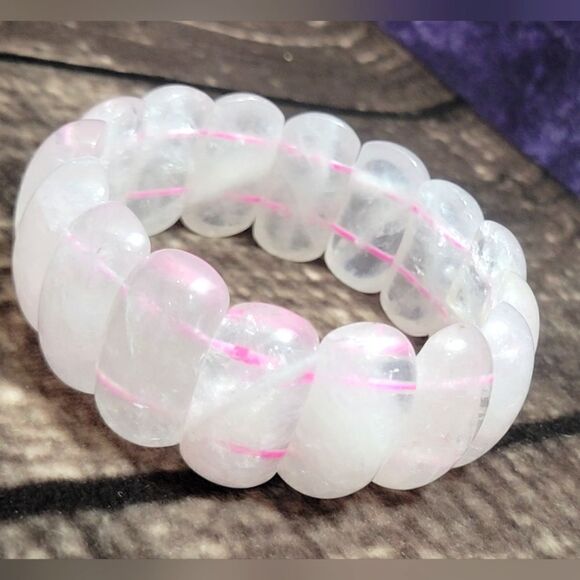 Galilea Rose Quartz Block Stretch Bracelet - Picture 1 of 11